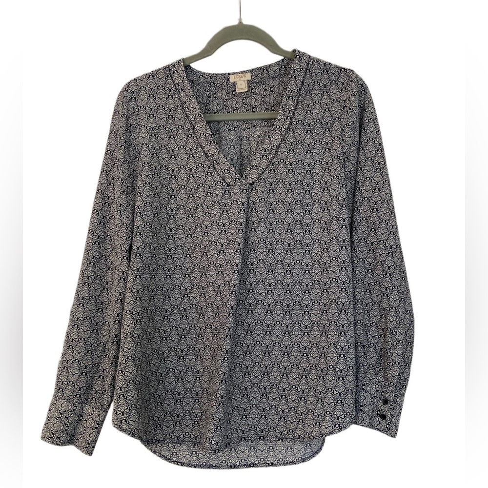 JCrew navy print blouse